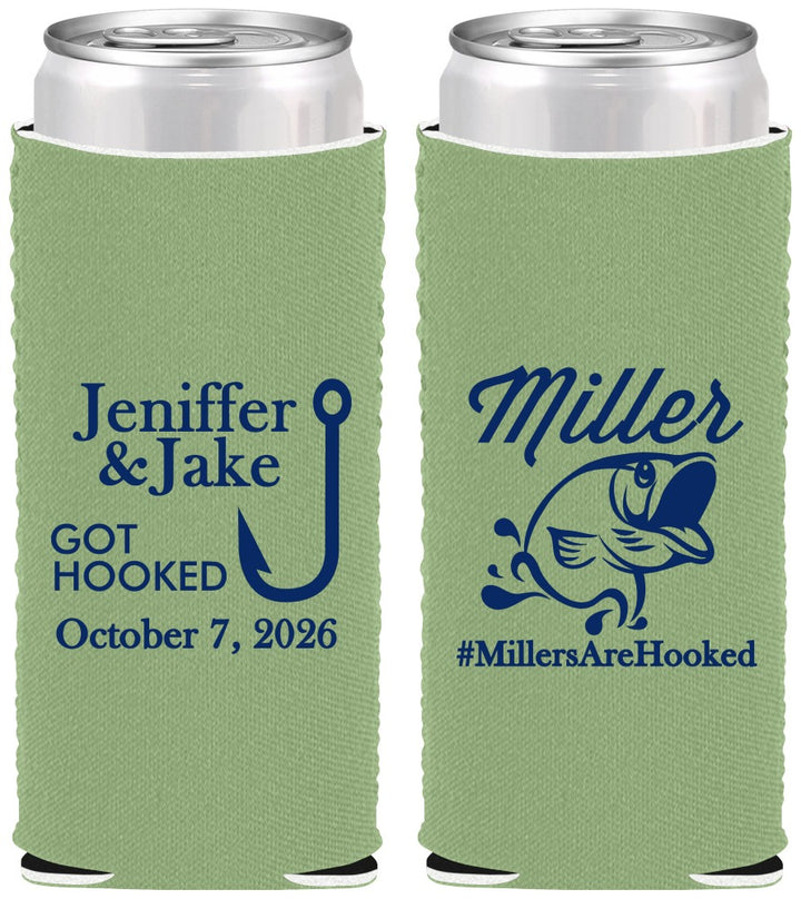 Custom Wedding Neoprene Slim Can Coolers - Got Hook Fish | 230