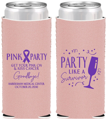 Custom Awareness Neoprene Slim Can Coolers - Pink Party | 230000