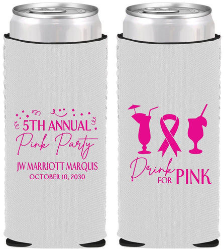Custom Awareness Neoprene Slim Can Coolers - Drink For Pink | 230001