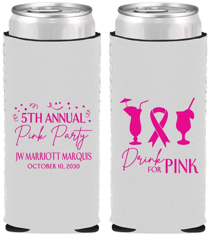 Custom Awareness Neoprene Slim Can Coolers - Drink For Pink | 230001