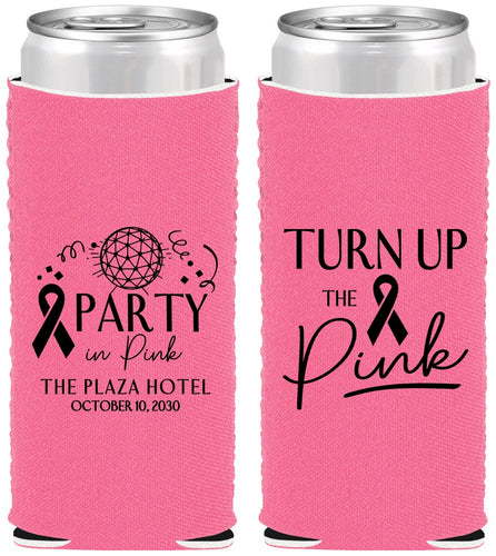 Custom Awareness Neoprene Slim Can Coolers - Party In Pink | 230002