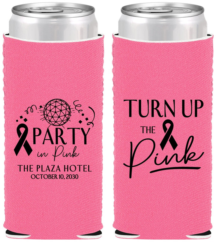 Custom Awareness Neoprene Slim Can Coolers - Party In Pink | 230002