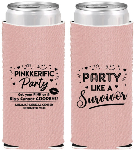 Custom Awareness Neoprene Slim Can Coolers - Party Like A Survivor | 230003