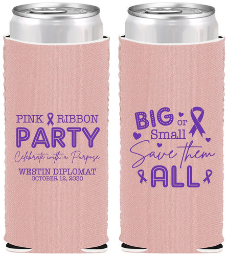 Custom Awareness Neoprene Slim Can Coolers - Pink Ribbon | 230004