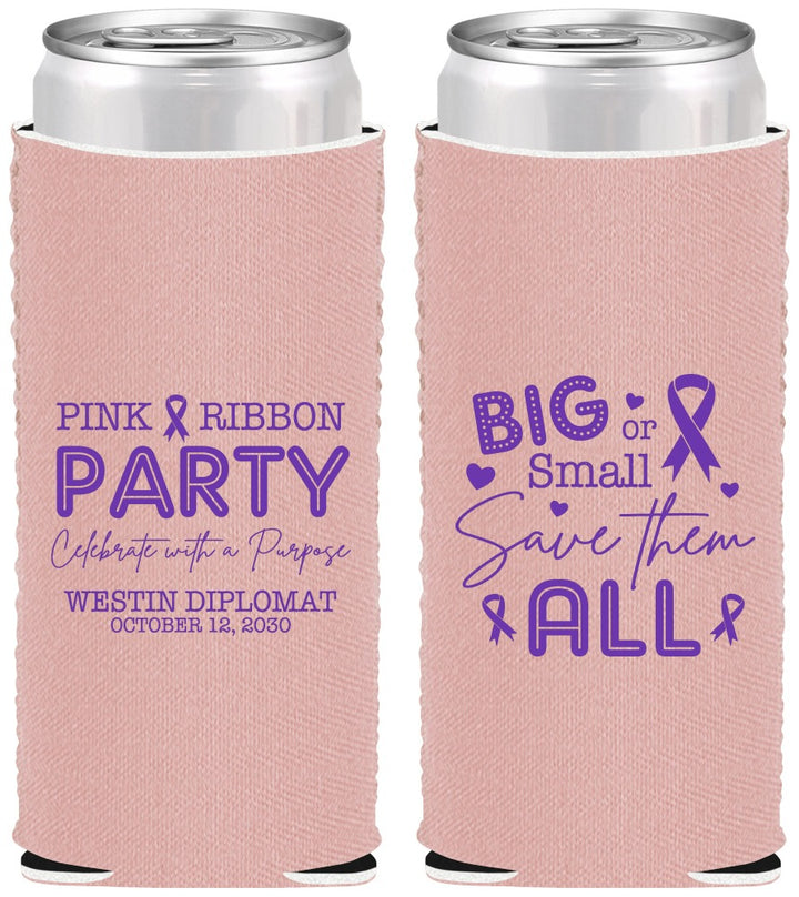 Custom Awareness Neoprene Slim Can Coolers - Pink Ribbon | 230004