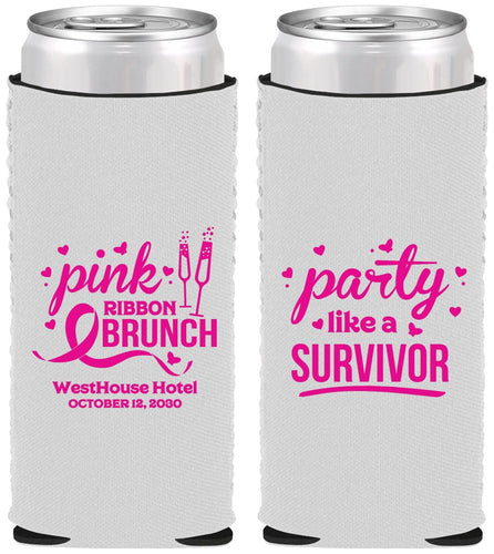 Custom Awareness Neoprene Slim Can Coolers - Party Like A Survivor | 230005