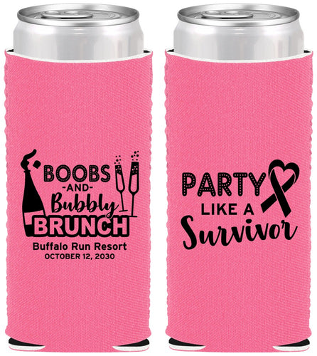 Custom Awareness Neoprene Slim Can Coolers - Party Like A Survivor | 230006