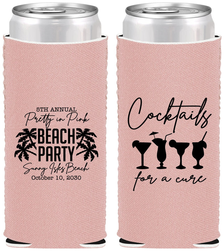 Custom Awareness Neoprene Slim Can Coolers - Beach Party | 230007