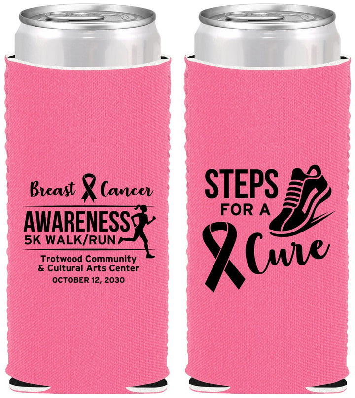 Custom Awareness Neoprene Slim Can Coolers - Steps For A Cure | 230014