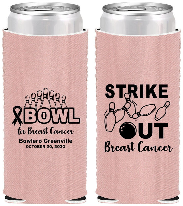Custom Awareness Neoprene Slim Can Coolers - Bowling Strike Out | 230015