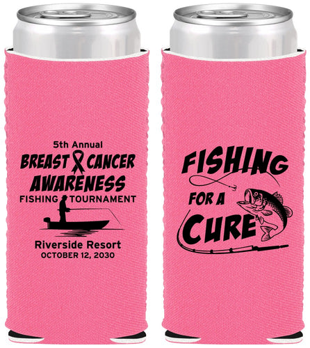 Custom Awareness Neoprene Slim Can Coolers - Fishing For A Cure | 230018