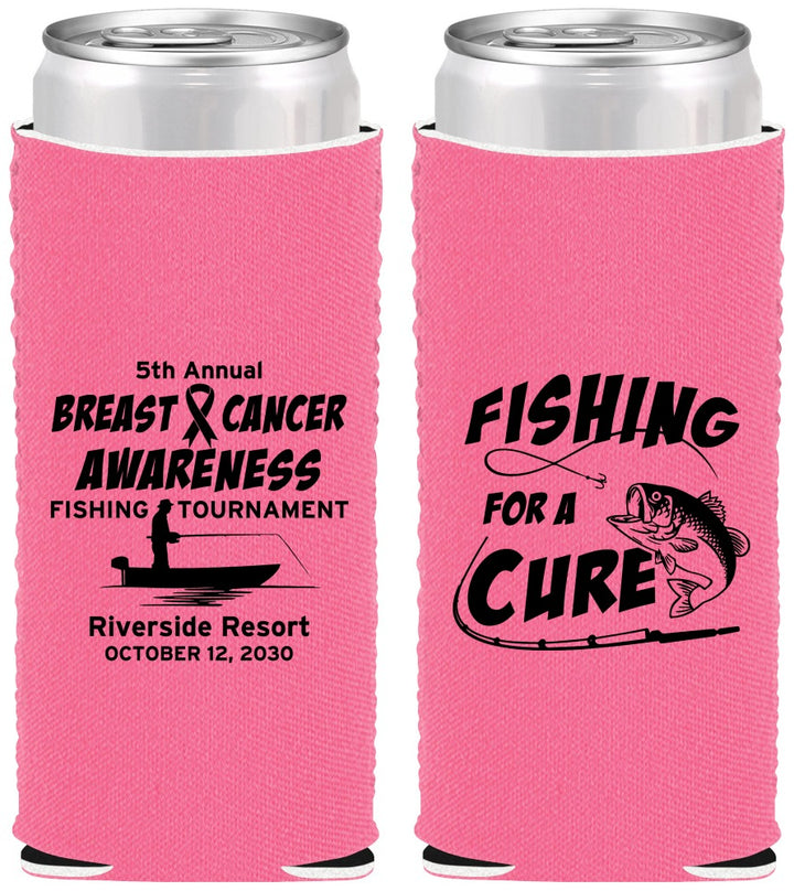 Custom Awareness Neoprene Slim Can Coolers - Fishing For A Cure | 230018