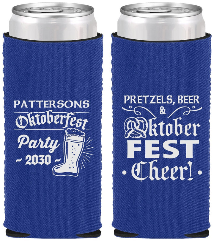 Custom Oktoberfest Neoprene Slim Can Coolers - Pretzel | 240001