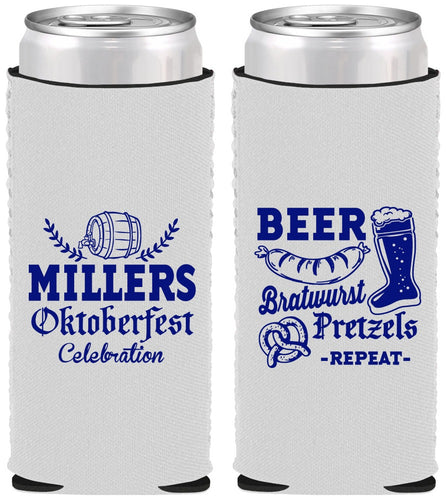 Custom Oktoberfest Neoprene Slim Can Coolers - Bratwurst Pretzels | 240007