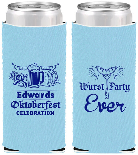 Custom Oktoberfest Neoprene Slim Can Coolers - Wurst Party Ever | 240008