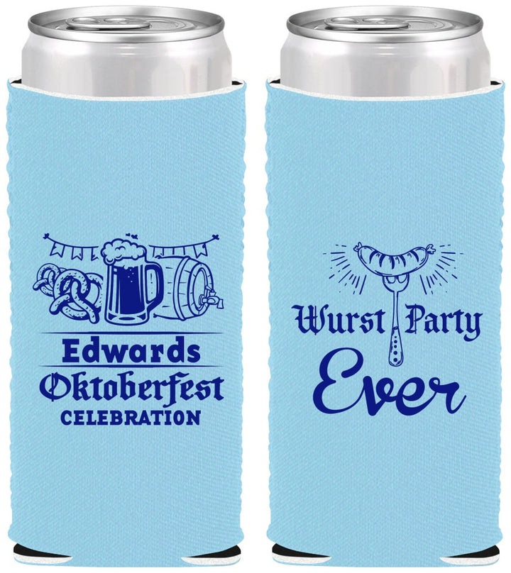 Custom Oktoberfest Neoprene Slim Can Coolers - Wurst Party Ever | 240008