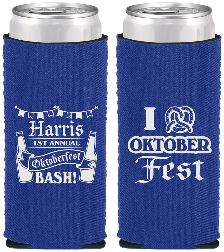 Custom Oktoberfest Neoprene Slim Can Coolers - Pretzel | 240009