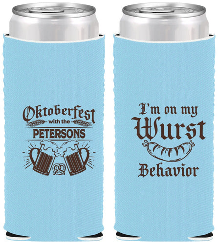 Custom Oktoberfest Neoprene Slim Can Coolers - Wurst Behavior | 240010