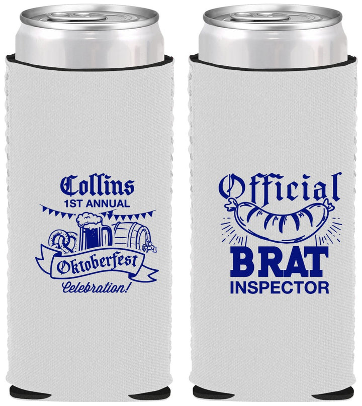 Custom Oktoberfest Neoprene Slim Can Coolers - Brat Inspector | 240011