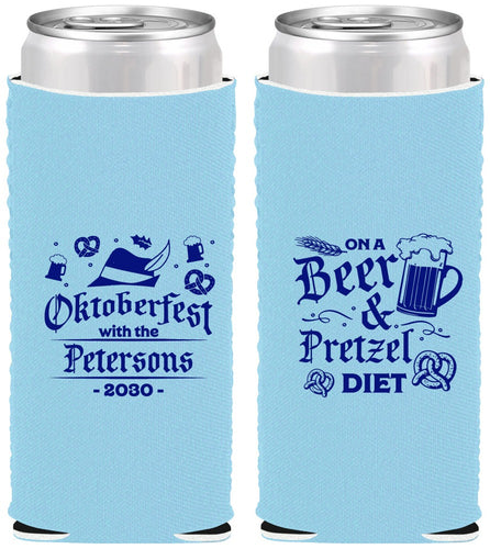 Custom Oktoberfest Neoprene Slim Can Coolers - Pretzel | 240012