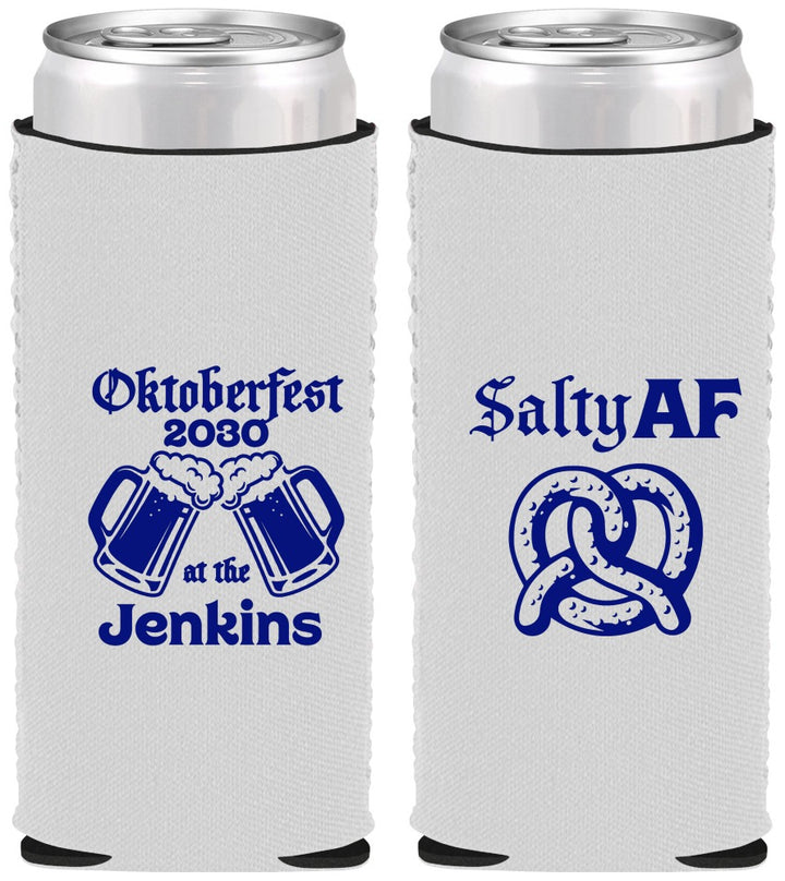 Custom Oktoberfest Neoprene Slim Can Coolers - Pretzel Salty Af | 240015