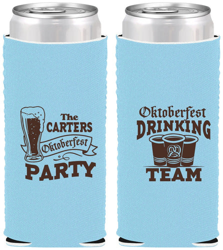 Custom Oktoberfest Neoprene Slim Can Coolers - Drinking Team | 240018