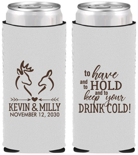 Custom Wedding Neoprene Slim Can Coolers - To Have And To Hold | 250