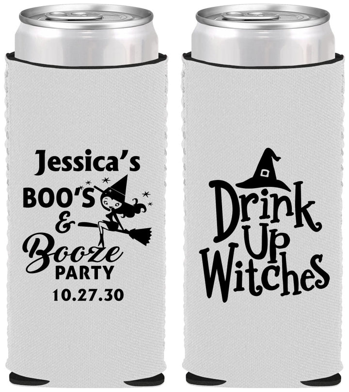 Custom Halloween Neoprene Slim Can Coolers - Drink Up Witches | 250001