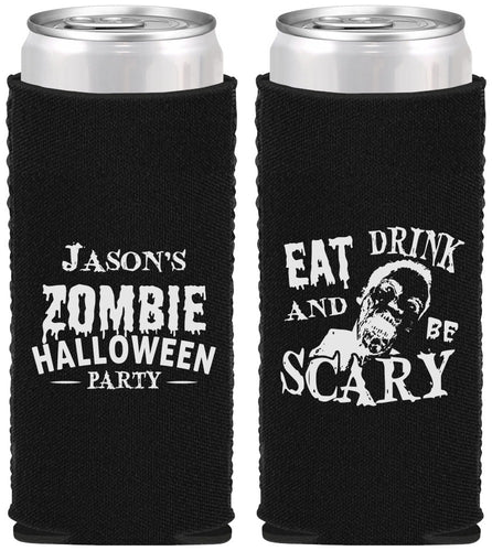 Custom Halloween Neoprene Slim Can Coolers - Eat Drink Be Scary | 250003