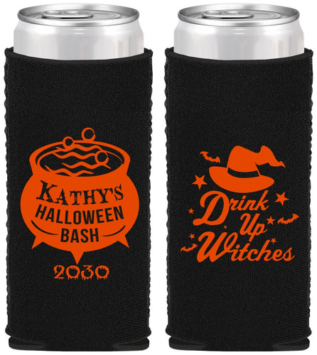 Custom Halloween Neoprene Slim Can Coolers - Drink Up Witches | 250004