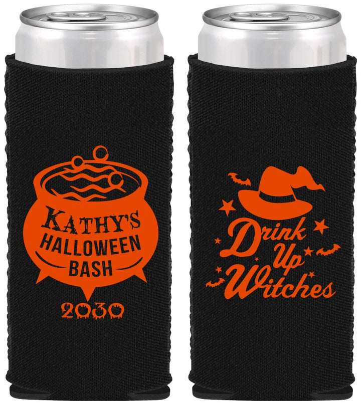 Custom Halloween Neoprene Slim Can Coolers - Drink Up Witches | 250004