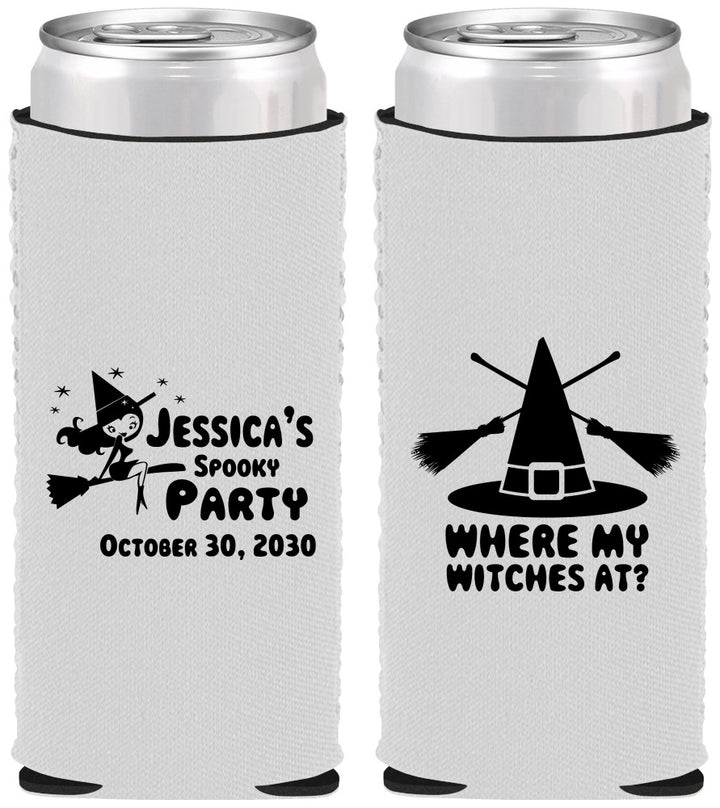 Custom Halloween Neoprene Slim Can Coolers - Witches | 250005