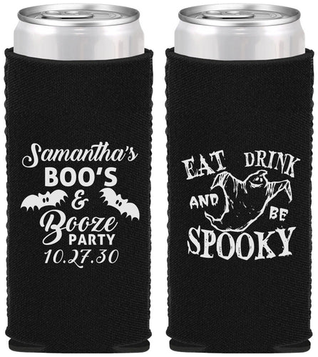 Custom Halloween Neoprene Slim Can Coolers - Ghost Spooky Boo | 250007