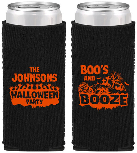 Custom Halloween Neoprene Slim Can Coolers - Boos And Booze | 250012