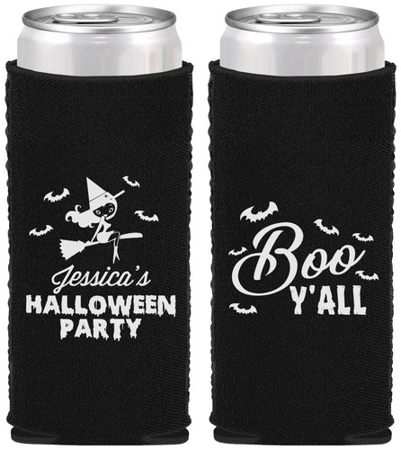 Custom Halloween Neoprene Slim Can Coolers - Witch Boo | 250015