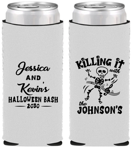 Custom Halloween Neoprene Slim Can Coolers - Skeleton | 250017