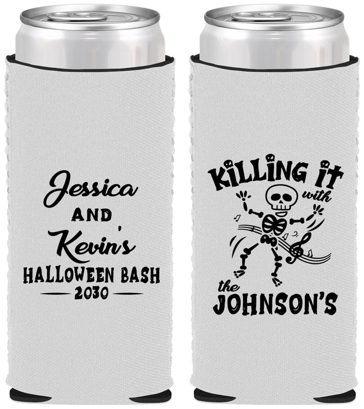 Custom Halloween Neoprene Slim Can Coolers - Skeleton | 250017
