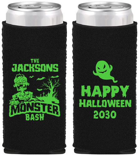 Custom Halloween Neoprene Slim Can Coolers - Ghost Monster | 250022