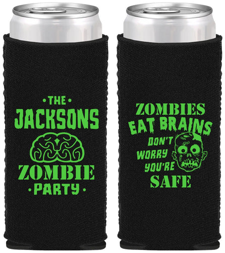 Custom Halloween Neoprene Slim Can Coolers - Zombie Brain | 250026
