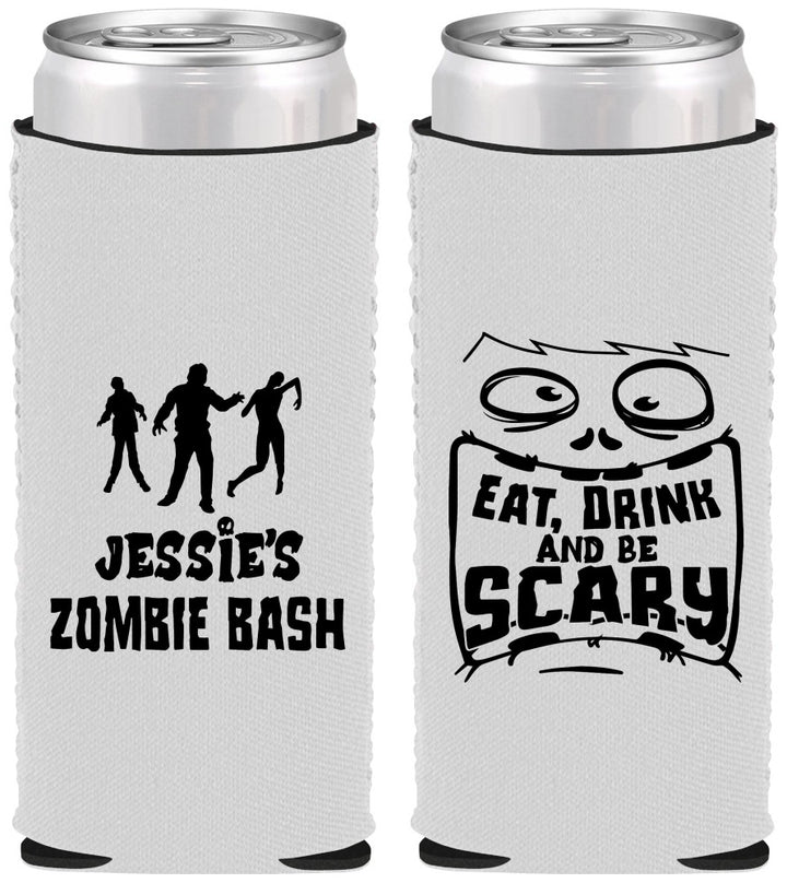Custom Halloween Neoprene Slim Can Coolers - Eat Drink Be Scary | 250029