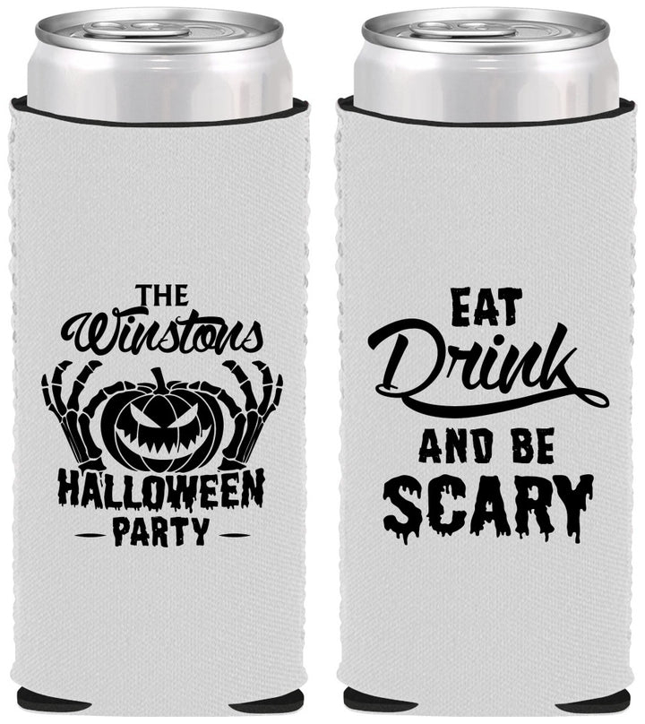 Custom Halloween Neoprene Slim Can Coolers - Eat Drink Be Scary | 250033