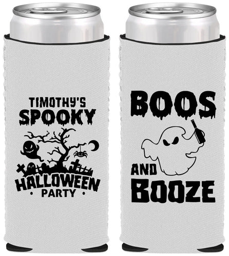 Custom Halloween Neoprene Slim Can Coolers - Boos And Booze | 250041