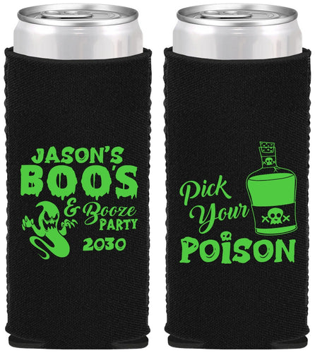Custom Halloween Neoprene Slim Can Coolers - Ghost Boo | 250042