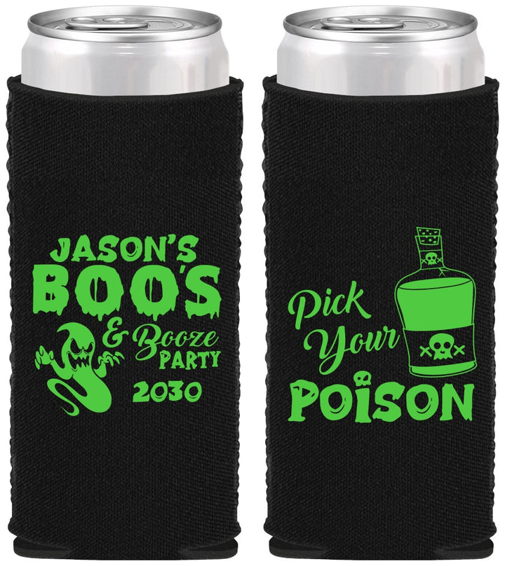 Custom Halloween Neoprene Slim Can Coolers - Ghost Boo | 250042
