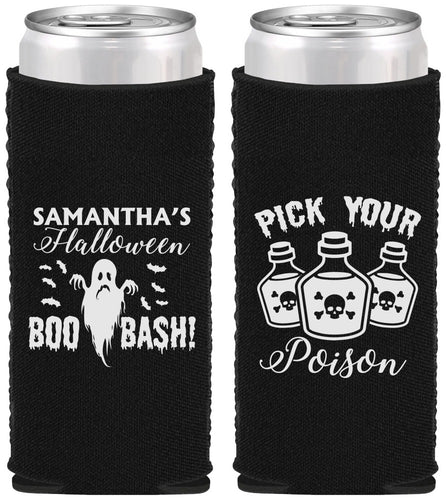 Custom Halloween Neoprene Slim Can Coolers - Boo Bash | 250043