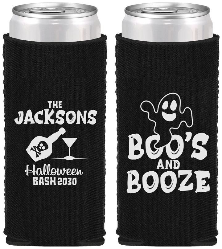 Custom Halloween Neoprene Slim Can Coolers - Boos And Booze | 250047