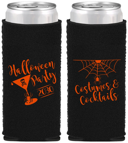 Custom Halloween Neoprene Slim Can Coolers - Costumes Cocktails | 250048