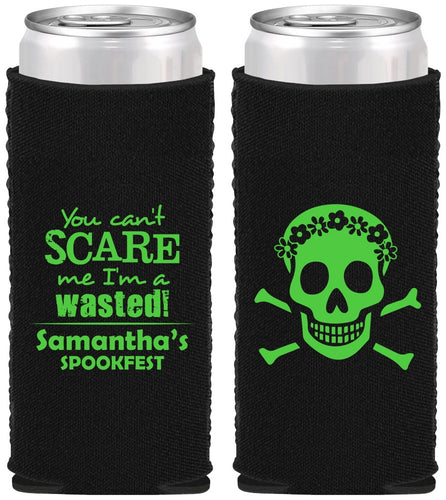 Custom Halloween Neoprene Slim Can Coolers - Sugar Skull | 250050