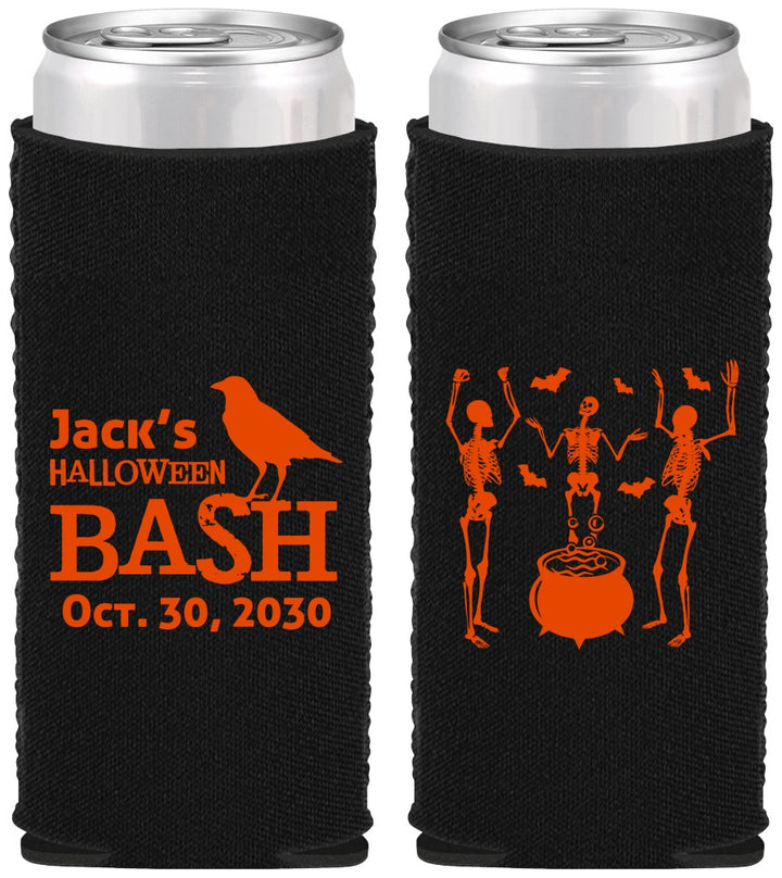Custom Halloween Neoprene Slim Can Coolers - Skeleton | 250052