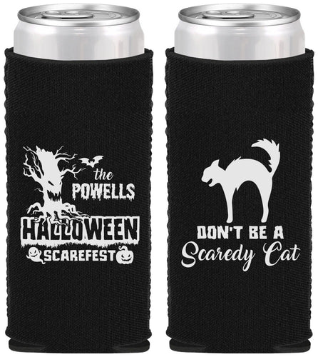 Custom Halloween Neoprene Slim Can Coolers - Scaredy Cat | 250055